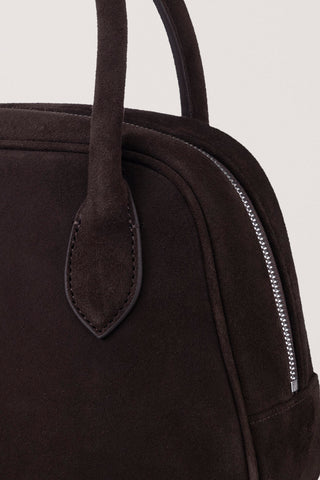 SUEDE BOSTON TOTE BAG DEEP BROWN