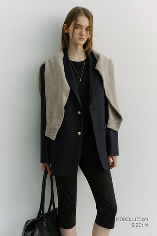 UNISEX 2 BUTTON WOOL BLAZER NAVY