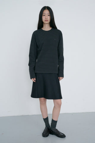 UNISEX MUTED STRIPED T-SHIRT CHARCOAL