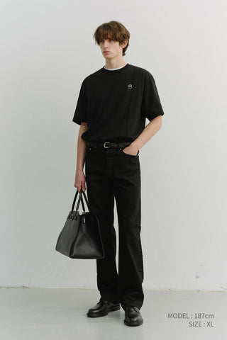 UNISEX LOGO CREASE T-SHIRT BLACK
