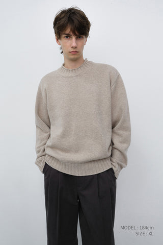 UNISEX CHUNKY ROLL NECK SWEATER LIGHT PEBBLE