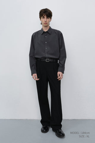 UNISEX REFINED COTTON SHIRT WASHED BLACK