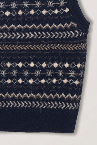 UNISEX CRAFTED V-NECK KNIT VEST NAVY