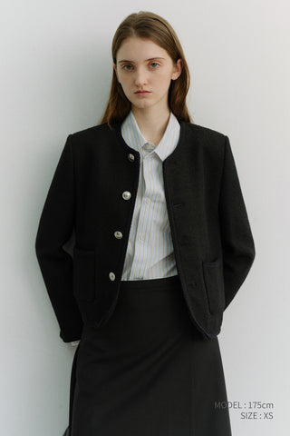 UNISEX CLASSIC BOUCLE TWEED JACKET BLACK