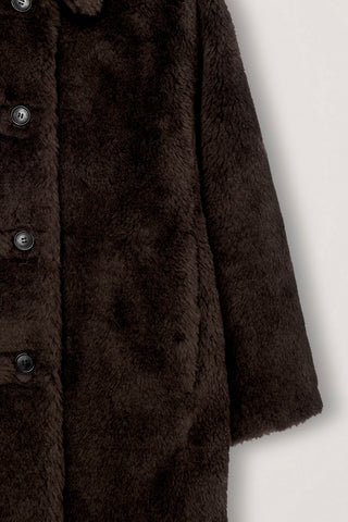 FLUFFY FUR JACKET BROWN