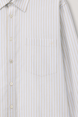 UNISEX OVERSIZED STRIPED SHIRT BEIGE STRIPE