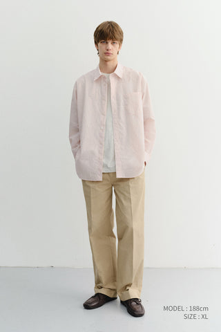 UNISEX SUMMER BREEZE STRIPED OVERSHIRT SOFT PINK
