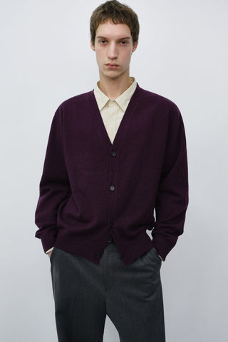 UNISEX V-NECK CARDIGAN PLUM