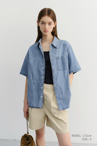 UNISEX LINEN DENIM SHIRT LIGHT BLUE