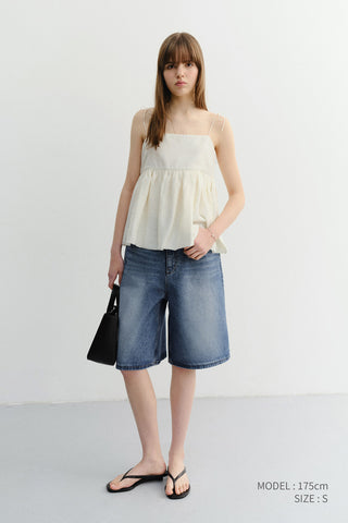 RELAXED BERMUDA DENIM SHORTS CLASSIC BLUE