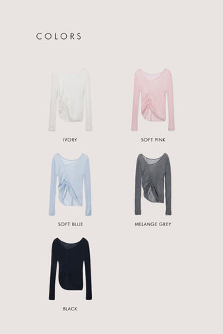 2-WAY SHIRRING KNIT TOP SOFT PINK