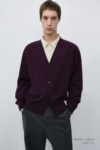 UNISEX V-NECK CARDIGAN PLUM