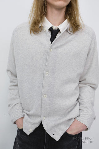UNISEX COLLARED KNIT CARDIGAN LIGHT MELANGE GREY