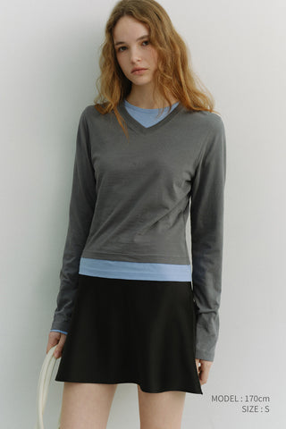 ESSENTIAL PETIT V-NECK T-SHIRT CHARCOAL GREY
