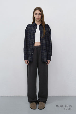 UNISEX CHECKED FLANNEL BD SHIRT DARK NAVY