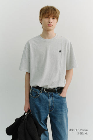 UNISEX LOGO CREASE T-SHIRT LIGHT MELANGE GREY