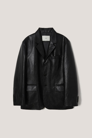 UNISEX 3 BUTTON ALTER-LEATHER BLAZER BLACK