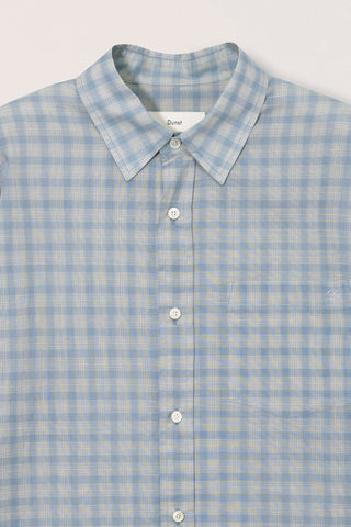 UNISEX CROPPED CHECKED SHIRT SOFT BLUE CHECK