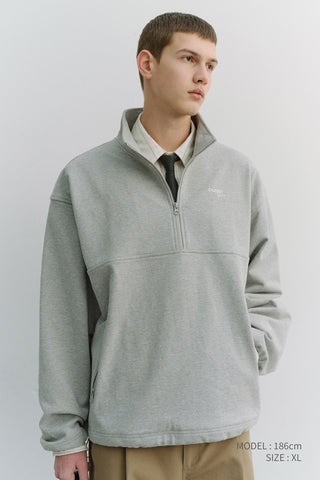 UNISEX RELAXED HALF ZIP-UP SWEATSHIRT MELANGE GREY