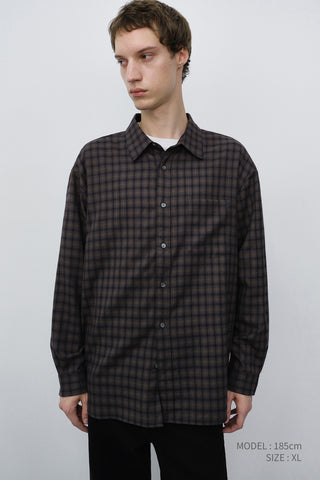 UNISEX CHECKED FLANNEL SHIRT KHAKI