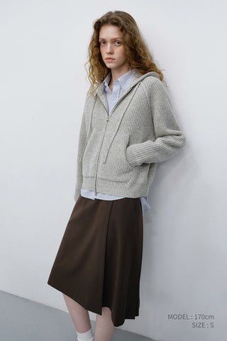 PLEATS MIDI WRAP SKIRT BROWN