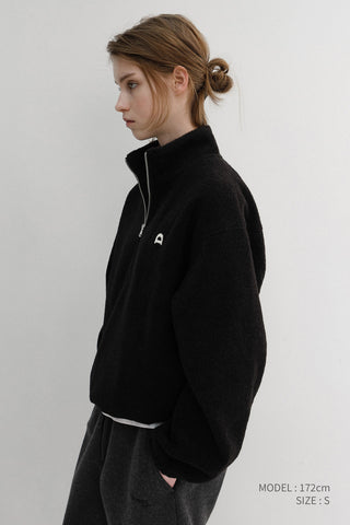 UNISEX HALF ZIP-UP FLEECE SWEATSHIRT BLACK