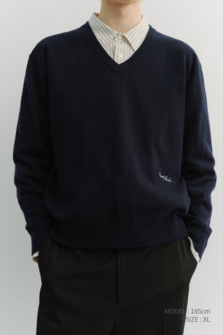 UNISEX SOFT V-NECK SWEATER FRENCH NAVY