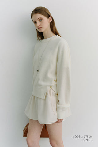 UNISEX BUTTONED CREWNECK SWEATER IVORY