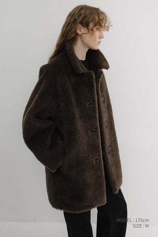 FLUFFY FUR JACKET BROWN