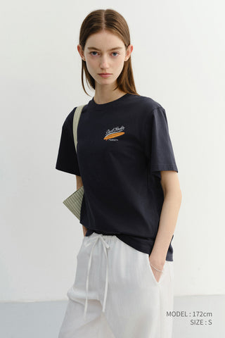 UNISEX SUMMER HOLIDAY SURF BOARD T-SHIRT FRENCH NAVY