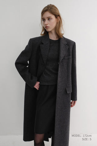 UNISEX 2-WAY 3 BUTTON COAT GREY STRIPE