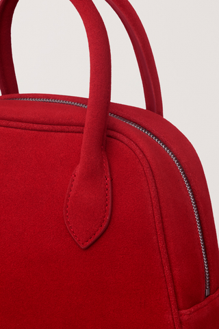 SUEDE BOSTON TOTE BAG RED