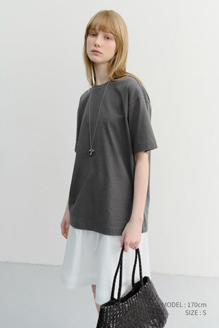 UNISEX ESSENTIAL LOOSE T-SHIRT WASHED CHARCOAL