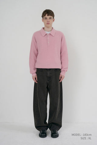 UNISEX HAIRY COLLARED SWEATER SOFT PINK