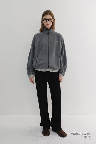 UNISEX ZIP-UP FLEECE SWEATSHIRT CHARCOAL GREY