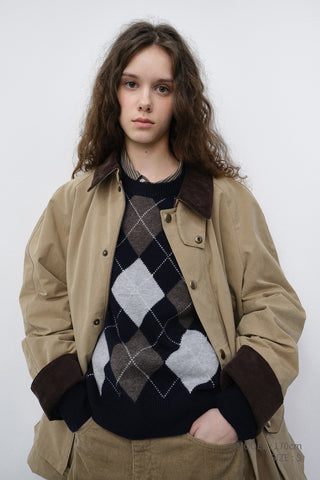 UNISEX WAXED COTTON HUNTING JACKET BEIGE