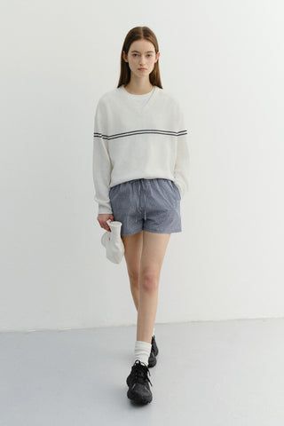 PAJAMA MINI SHORTS NAVY CHECK