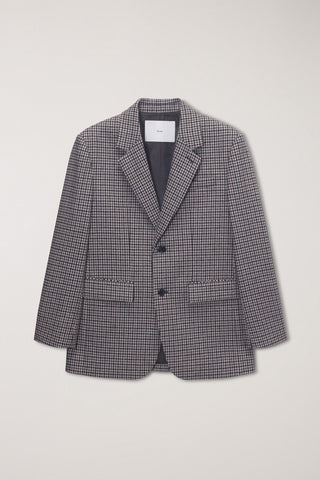 UNISEX CLASSIC 2 BUTTON WOOL BLAZER BEIGE CHECK