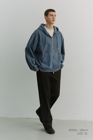 UNISEX GARMENT DYED ZIP-UP HOODIE NAVY