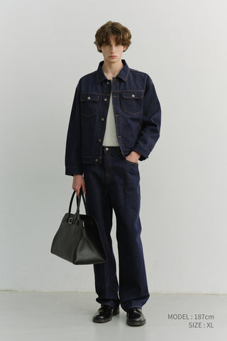 UNISEX DENIM TRUCKER JACKET INDIGO NAVY