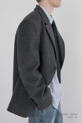 UNISEX LAYERED CASHMERE BLAZER CHARCOAL GREY
