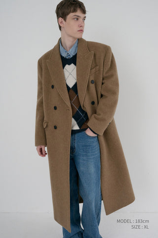 UNISEX TAILORED DOUBLE-BREASTED COAT CAMEL