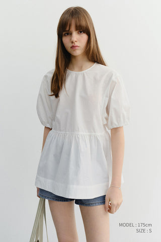 RIBBONED BACK SLIT BLOUSE WHITE