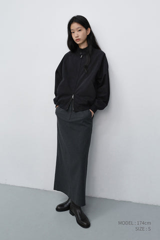 H-LINE LONG STRIPED SKIRT CHARCOAL GREY STRIPE