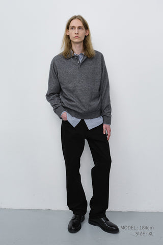 UNISEX COLLARED SWEATER MELANGE GREY