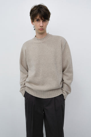 UNISEX CHUNKY ROLL NECK SWEATER LIGHT PEBBLE