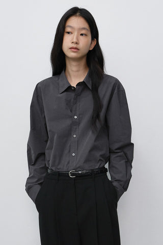 UNISEX REFINED COTTON SHIRT WASHED BLACK