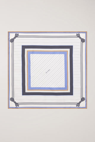 LINEAR FRAME SCARF CREAM NAVY