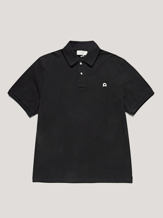 UNISEX LEATHER LOGO POLO SHIRT BLACK