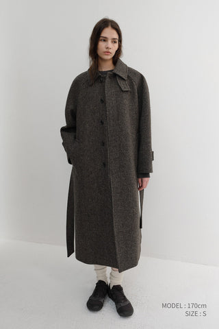 UNISEX RELAXED BALMACAAN COAT BROWN TWEED